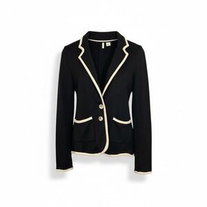 Moth by Anthropologie Women's Black Blazer with Cream Trim XS‎ EUC